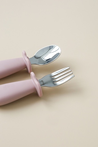 Ложка з виделкою Metal, Рожева - фото 1