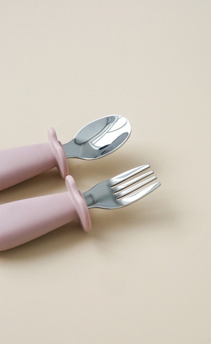 Ложка з виделкою Metal, Рожева - фото 1