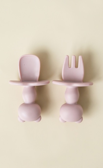 Ложка з виделкою Panda, Рожева