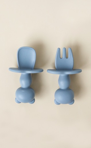 Ложка з виделкою Panda, Сіра