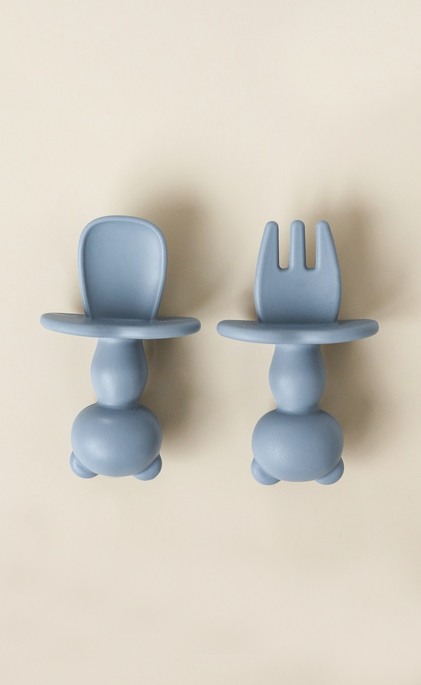 Ложка з виделкою Panda, Сіра