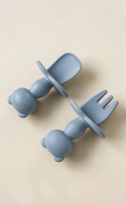 Ложка з виделкою Panda, Сіра - фото 1