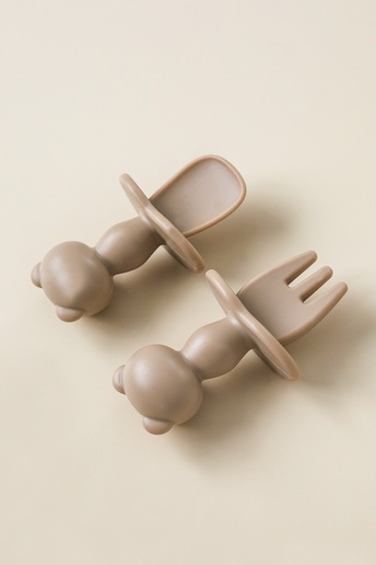 Ложка з виделкою Panda, Коричнева - фото 1