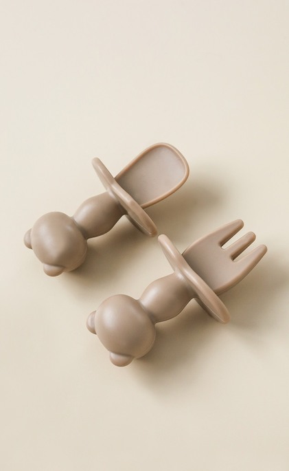 Ложка з виделкою Panda, Коричнева - фото 1