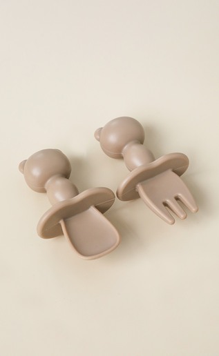 Ложка з виделкою Panda, Коричнева - фото 2