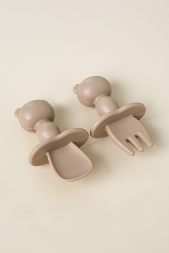 Ложка з виделкою Panda, Коричнева - фото 2