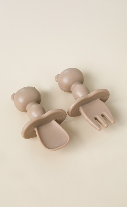 Ложка з виделкою Panda, Коричнева - фото 2