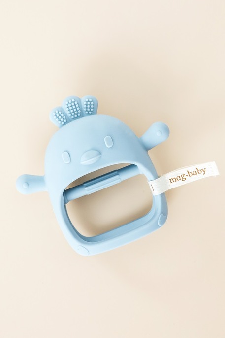 Силиконовый прорезыватель-рукавичка Bird, Голубой - фото 2