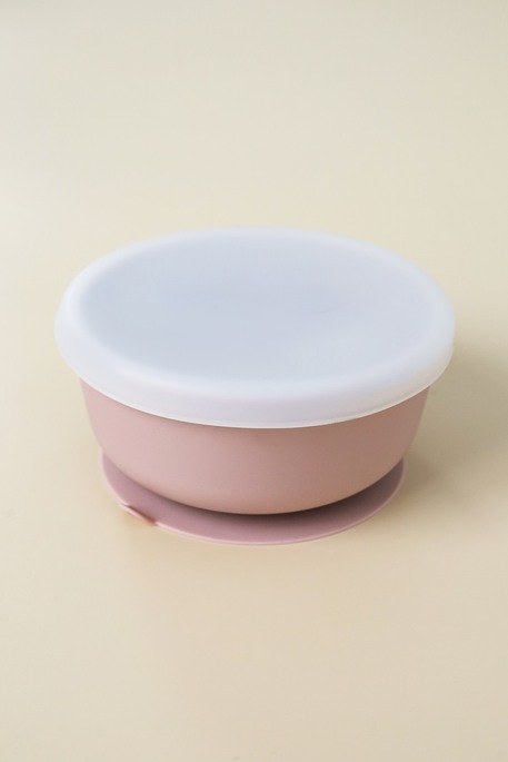 Тарелка на присоске с крышкой Simply, Розовая - фото 1