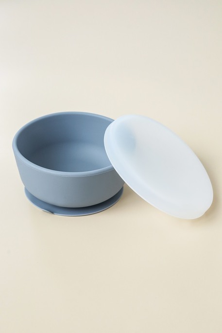 Тарелка на присоске с крышкой Simply, Серая