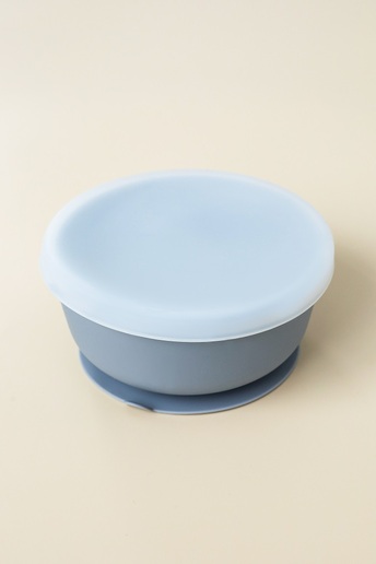 Тарелка на присоске с крышкой Simply, Серая - фото 1