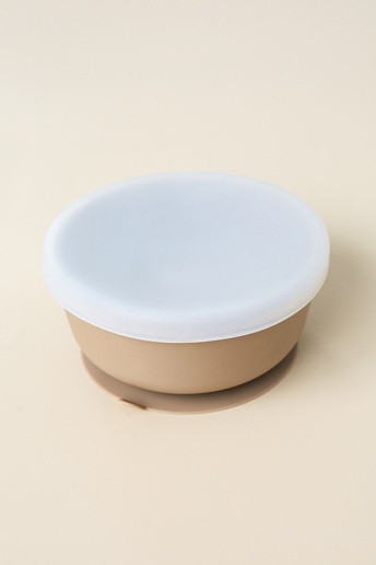 Тарілка на присосці з кришкою Simply, Коричнева - фото 1