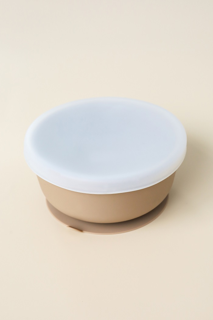 Тарілка на присосці з кришкою Simply, Коричнева - фото 1