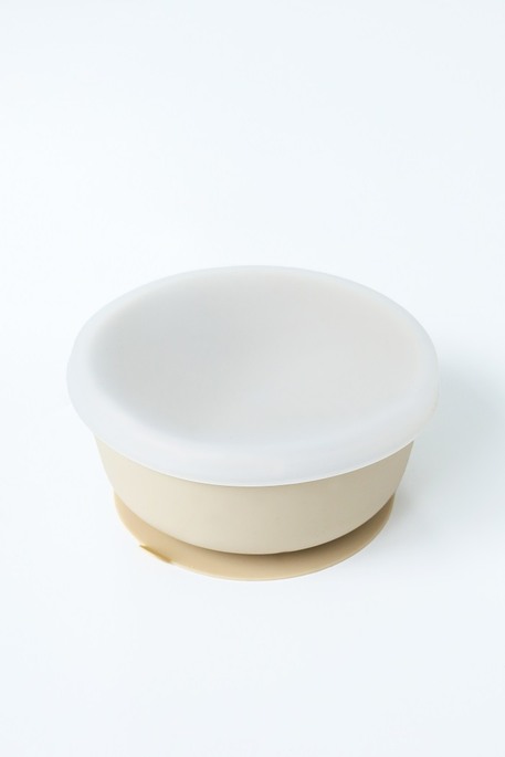 Тарелка на присоске с крышкой Simply, Бежевая - фото 1