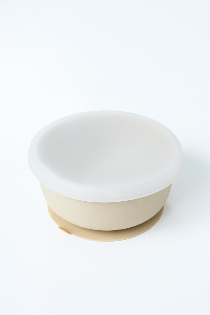 Тарілка на присосці з кришкою Simply, Бежева - фото 1