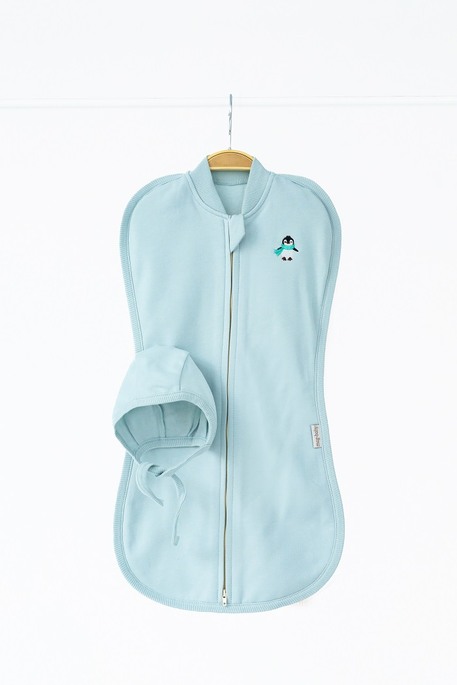 Утеплена євро пелюшка на блискавці з шапочкою Cozy, Сиза