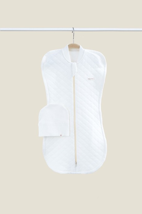 Утепленная евро пеленка на молнии с шапочкой Kappi, Молочная