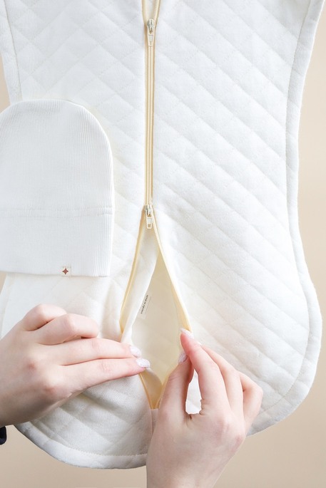 Утепленная евро пеленка на молнии с шапочкой Kappi, Молочная - фото 4