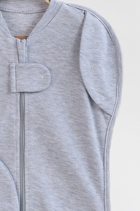 Безрозмірна пелюшка на блискавці з шапочкою Каспер, Сірий меланж - фото 1