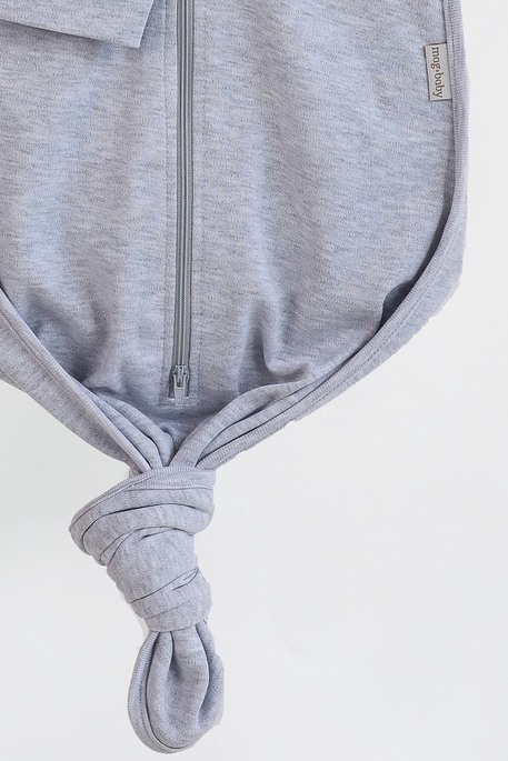 Безрозмірна пелюшка на блискавці з шапочкою Каспер, Сірий меланж - фото 2