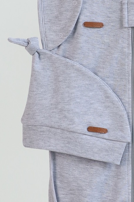 Безрозмірна пелюшка на блискавці з шапочкою Каспер, Сірий меланж - фото 3