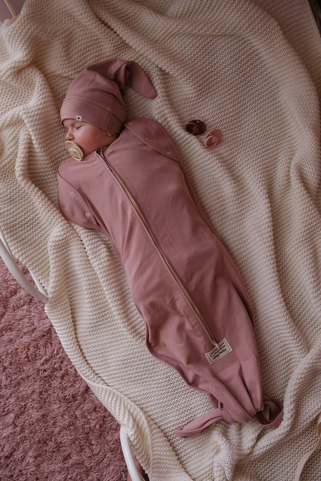 Безразмерная пеленка на молнии с шапочкой Каспер, Пыльная роза - фото 4