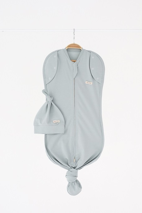 Безразмерная пеленка на молнии с шапочкой Каспер, Сизая