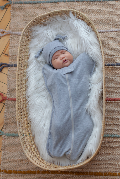 Евро пеленка на молнии с шапочкой, Серый меланж - фото 1