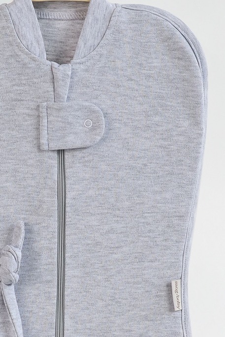 Евро пеленка на молнии с шапочкой, Серый меланж - фото 2