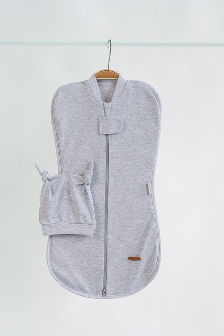 Евро пеленка на молнии с шапочкой, Серый меланж