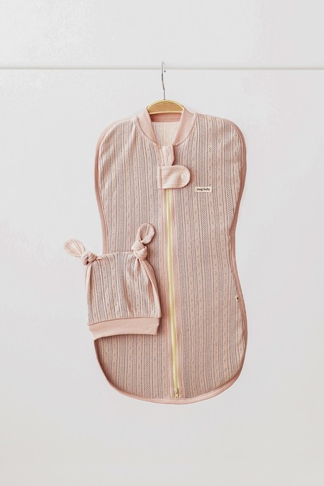 Евро пеленка на молнии с шапочкой Wind, Пудровая