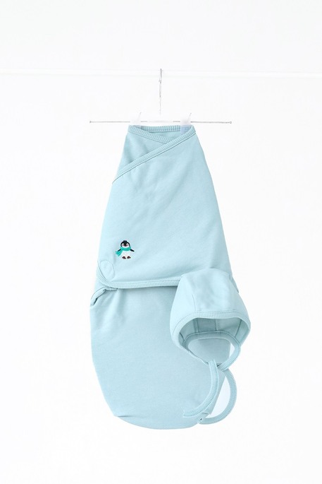 Утеплена євро пелюшка на липучках з шапочкою Cozy, Сиза