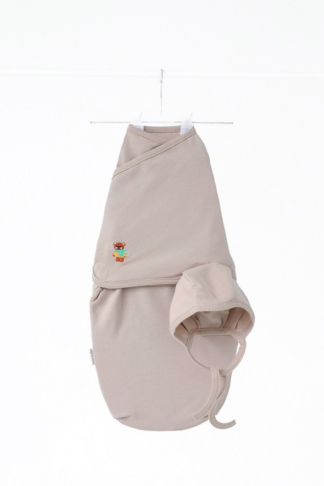 Утепленная евро пеленка на липучках с шапочкой Cozy, Мокко 0-3 мес.