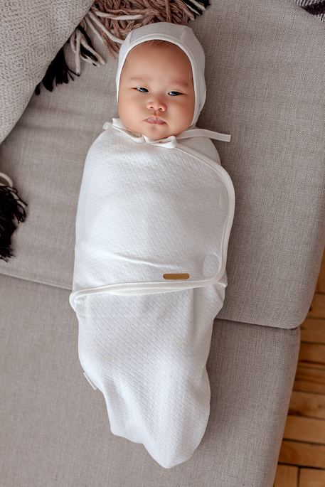 Евро пеленка на липучках с шапочкой Капитоне, Молочная - фото 1