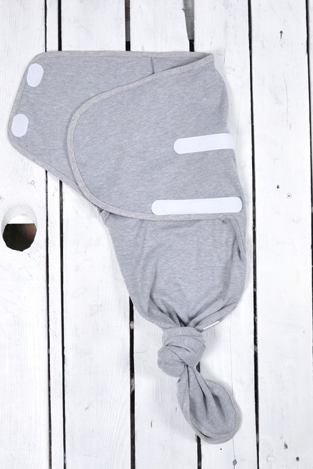 Безрозмірна пелюшка на липучках з шапочкою Каспер, Сірий меланж - фото 3