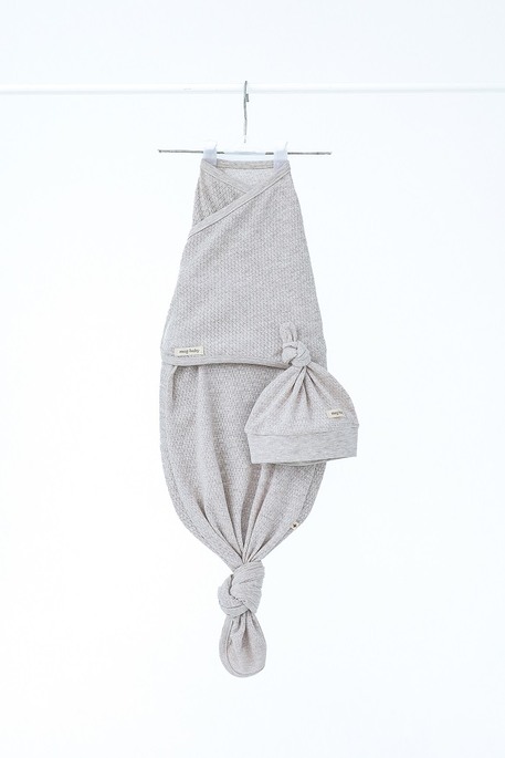 Безразмерная перфорованная пеленка на липучках с шапочкой Каспер, Honey, Бежевый меланж