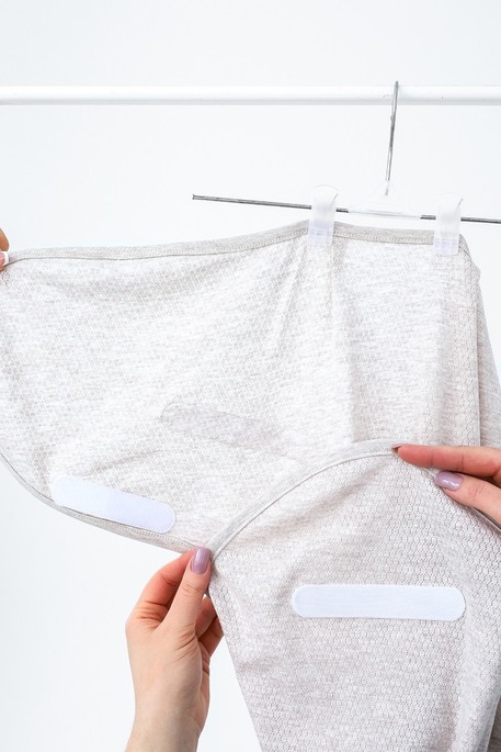 Безразмерная перфорованная пеленка на липучках с шапочкой Каспер, Honey, Бежевый меланж - фото 3