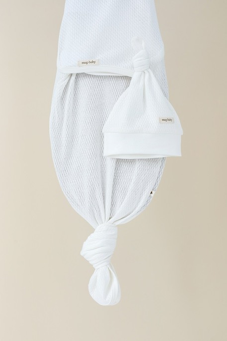 Безразмерная перфорованная пеленка на липучках с шапочкой Каспер, Honey, Молочная - фото 4