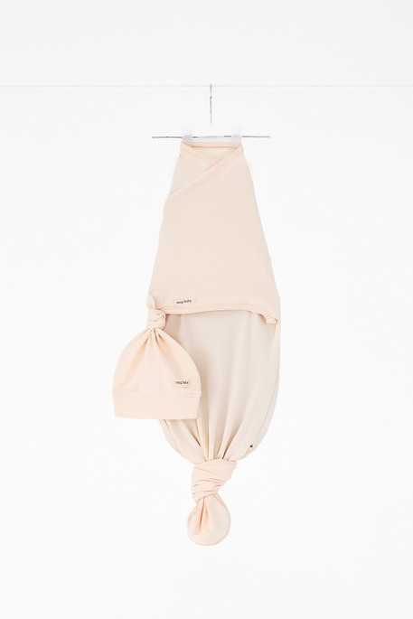 Безразмерная пеленка на липучках с шапочкой Каспер, Сливочная