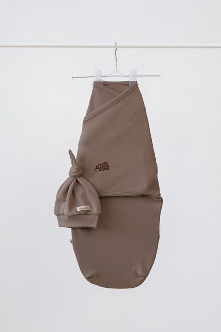 Евро пеленка на липучках с шапочкой Purl, Мишка