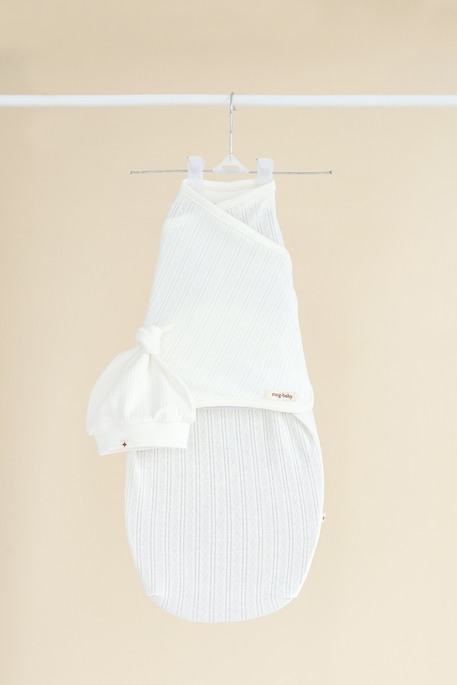 Євро пелюшка на липучках з шапочкою Trudy, Світло-молочна