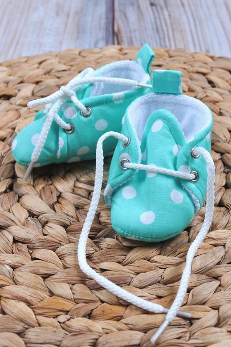 Пинетки хлопковые, Бирюзовые в горох - фото 1