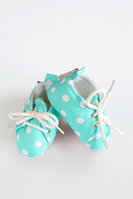 Пинетки хлопковые, Бирюзовые в горох