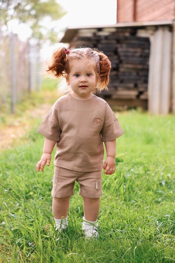 Льняний костюм Land, Коричневий