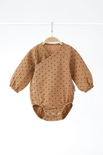Муслиновый боди Milly, Бежевый в точечку