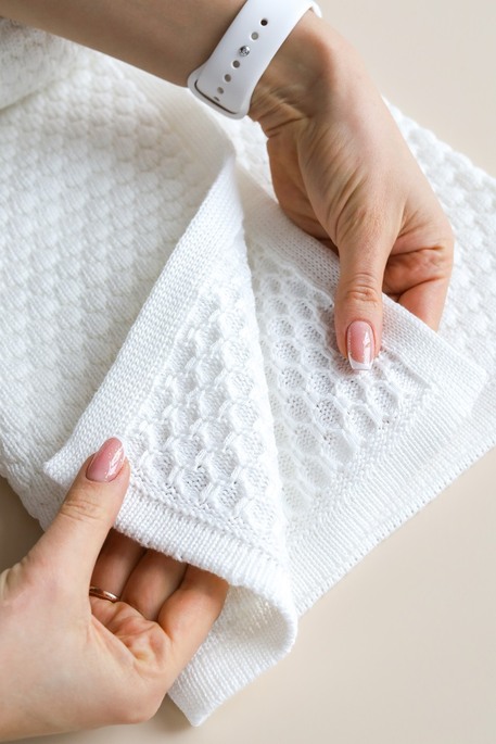 Вязаный плед Scales, Молочный - фото 1