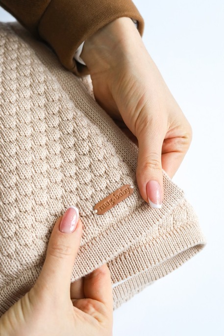 Утеплений в'язаний плед Scales, Бежевий - фото 2