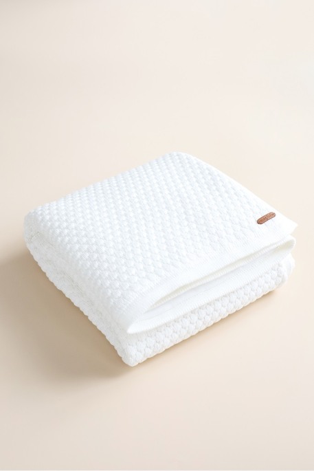 Утепленный вязаный плед Scales, Молочный