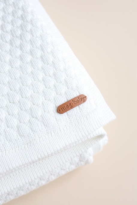 Утепленный вязаный плед Scales, Молочный - фото 4