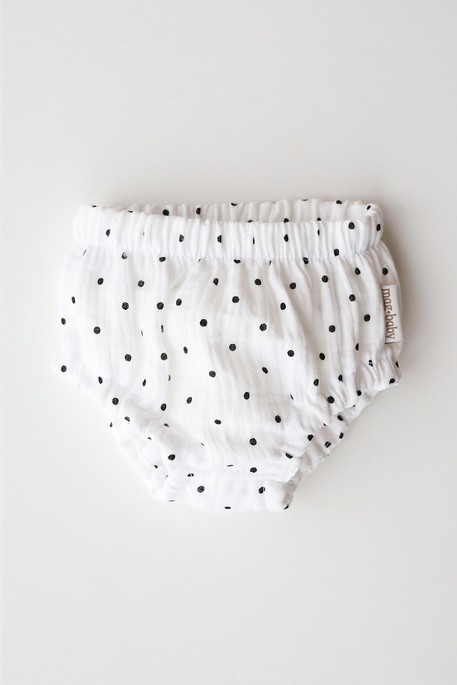 Муслиновые трусики-блумеры на подгузник, Горошек на белом